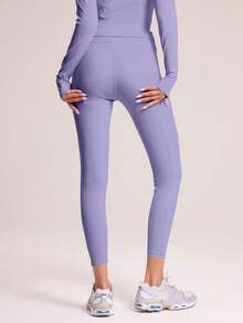Musera Sport 高腰修身纯色运动紧身裤，适合板式网球、网球、匹克球、健身房、冬季普拉提、日常休闲穿着。 - 紫丁香色 - 查看 5