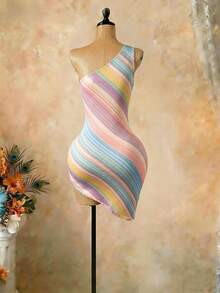 Lyxana Women's Vacation Striped Sleeveless Mini Dress - Multicolor - View 2