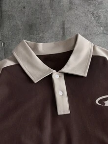 AXEPEAK 男士几何印花撞色短袖休闲Polo衫 - 彩色 - 查看 3