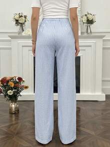 Modelyn 女士蓝白条纹裤，春季新品 - 藍色 - 查看 2