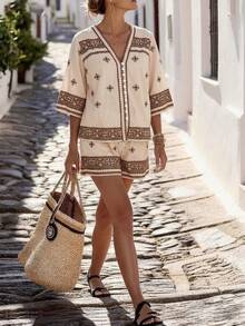 Louniche Bộ đồ nữ mùa xuân/hè gồm áo khoác cardigan và quần ống đứng, kiểu dáng thường ngày, thích hợp cho kỳ nghỉ. - Nhiều màu - Xem 4