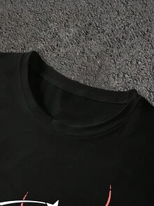 Manfinity EMRG Conjunto de camiseta de tirantes con gráfico y pantalones cortos de estilo callejero para hombres, conjunto de 2 piezas suelto de verano - Multicolor - Ver 3