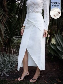 MAIJA Summer Tie Dye Ruffle Hem Flowy Tiered Maxi Skirt - White - View 5