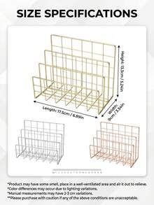 1 pieza Estantería metálica minimalista moderna con 3 cestas de almacenamiento, organizador de revistas y periódicos de estilo nórdico rectangular para decoración de oficina en el hogar - Multicolor - Ver 4