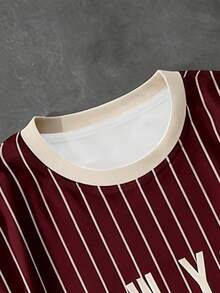 Chillumni Men's Letter & Stripe Print Round Neck Short Sleeve Casual T-Shirt - Multicolor - View 3