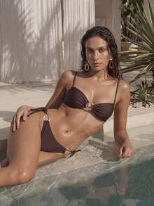 Swim Chiccia 2026SS Neue Damen Bademode Ankunft für Urlaub, Date, Western, Kreuzfahrt, Strand, Insel, Roadtrip, alle Jahreszeiten, Musikfestival, Boho Urlaub, Boho Urlaub, Chill Herbst Boho Y2K elegantes vintage braunes glänzendes elegantes Bikini 2 Stücke Set, Urlaubs-lässig-Strand-Bademode für Damen Bikini-Sets Bademode braune Bademode Bikinis Set für Damen Push-up-Bademode braune Bikini-Sets 2 Stücke Set Bademode - Verschiedenfarbig - Übersicht 1
