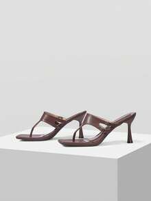 Mnmlis Women's High Heel Sandals Summer Shoes - Coffee Brown - View 2
