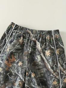 SHEIN Pantalones anchos de estampado de camuflaje y hojas de estilo casual de verano para niño - Multicolor - Ver 5