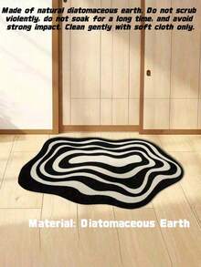 Thảm trang trí mini họa tiết sóng trừu tượng đen trắng hiện đại - Nhỏ gọn & dễ mang theo, mềm mại, có thể giặt tay, chống trượt, làm từ đất tảo cát, thích hợp trang trí phòng khách hoặc phòng ngủ, thảm mini tối giản sử dụng trong nhà/ngoài trời, thảm trải sàn nhỏ đa năng làm từ sợi polyester, thích hợp cho mùa tựu trường. - Đen và trắng - Xem 7