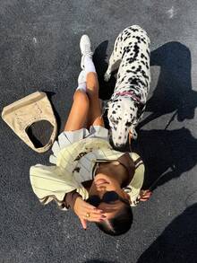 Muchica Áo sơ mi cổ ve lật vai màu vàng mù tạt thời trang với họa tiết sọc chữ. - Màu vàng ngỗng - Xem 6