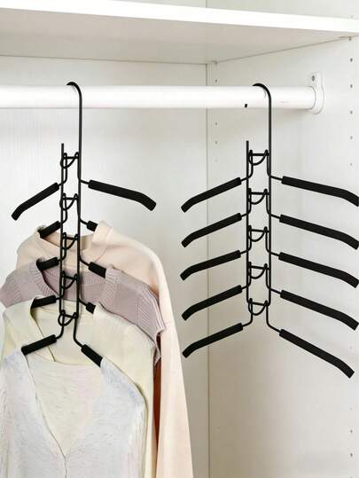Madebyblanc 五层可拆卸衣架，多功能节省空间衣柜收纳架，防滑泡沫衣架，可折叠衬衫晾衣架，适用于毛衣、西装、T恤和夹克，5个独立可拆卸衣架，无需组装，是衣柜、卧室、衣橱、小公寓和宿舍的理想收纳方案，坚固的防滑设计最大限度地利用衣柜空间，实用的家居收纳解决方案，是乔迁、母亲节、父亲节、生日、感恩节送给家人和朋友的理想礼物。家居生活。