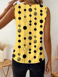 EMERY ROSE Women's V-Neck Sleeveless Floral Print Casual Tank Top - Yellow - View 2