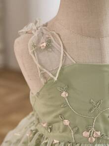 这款可爱女婴休闲简约绿色网纱提花泡泡袖连衣裙适合生日派对、聚会、表演、婚礼、洗礼、开幕式、日常穿着、上学、郊游以及春夏季节穿着。 - 綠色 - 查看 10