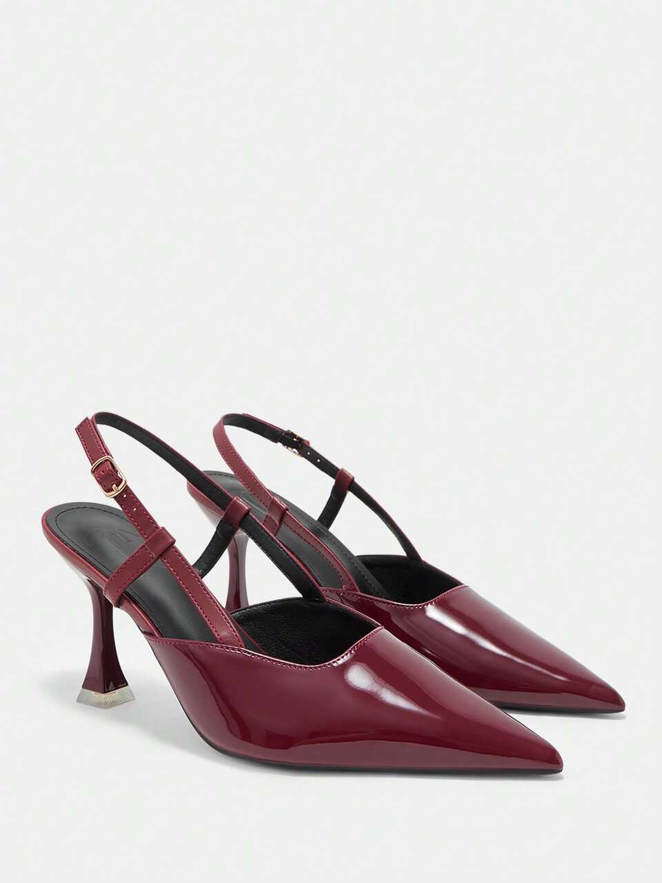 CUCCOO CURVES Women Shoes Wide Fit Fashion Pointed Stiletto Burgundy Slingback Women's Shoes Simple Classic Daily Comfort Fattened High Heel Women's Shoes Plus Size