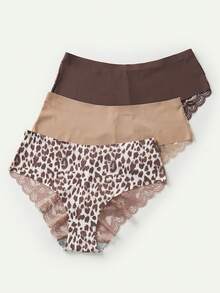 Snug Zone Plus Size Panties Kontras Lace Mencetak - MultiWarna - View 3