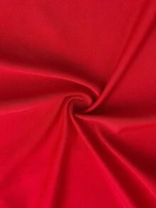 Sunspun 大码红色玫瑰装饰无肩带连衣裙，不对称下摆高开衩无袖露背修身浪漫优雅鸡尾酒会礼服 - 紅色 - 查看 7