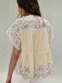 SoleilVie 印花V领休闲度假短袖衬衫 - 彩色 - 查看 2