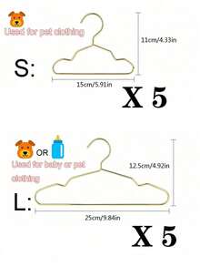 10pcs/Set Hangers, Gold Mini Hangers, Metal Small Hangers, Teddy Dogs, Cats, Puppets, Dolls, Pet Store Clothes Support - Gold - View 14