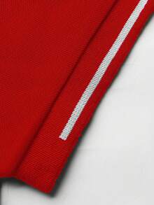 Manfinity Homme Men's Contrast Color Round Neck Short Sleeve Casual Versatile T-Shirt - Red - View 5