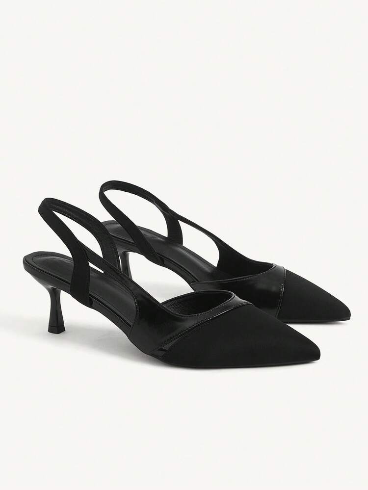 CUCCOO CHICEST Women's High-Heeled Shoes, New Elegant Pointed Sandals, Satin Splicing Glossy, Cross-Strap Rear Strap, Stiletto-Heeled Banquet Shoes, Elegant Commuting Versatile Women's Shoes