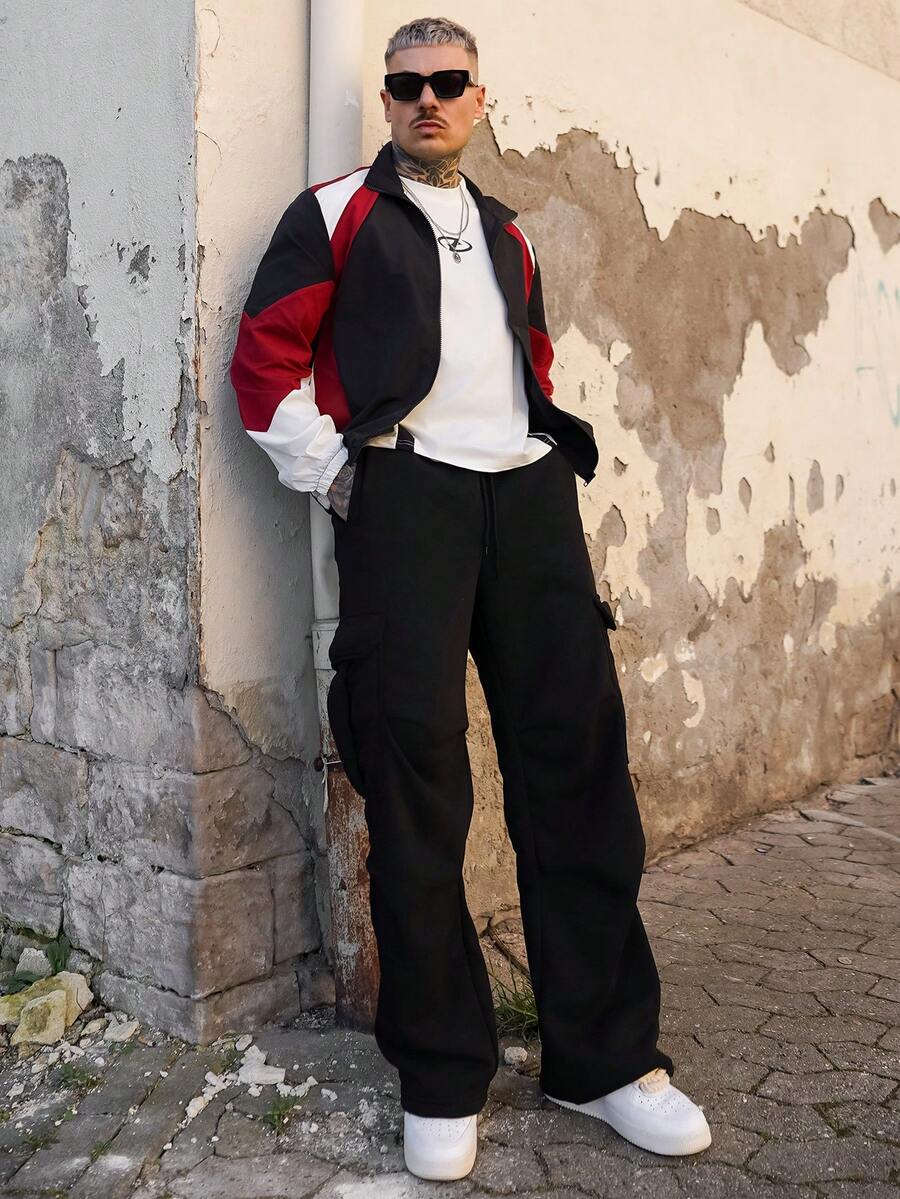 Artur Kramer Pantaloni cargo jogger da uomo in colore unito casual - nero - Visualizzare 1