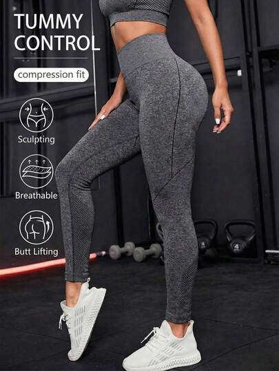 SHEIN With My Calm Women's Minimalist High Waist Casual Sports Leggings