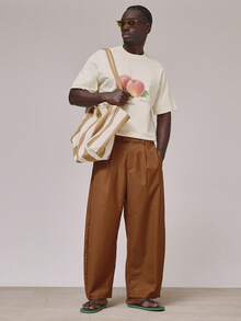 Musero Barrel Leg Pleated Hidden Fastening Tailored Smart Style Trouser Pants Spring Summer Essentials Holiday - Brown - View 1