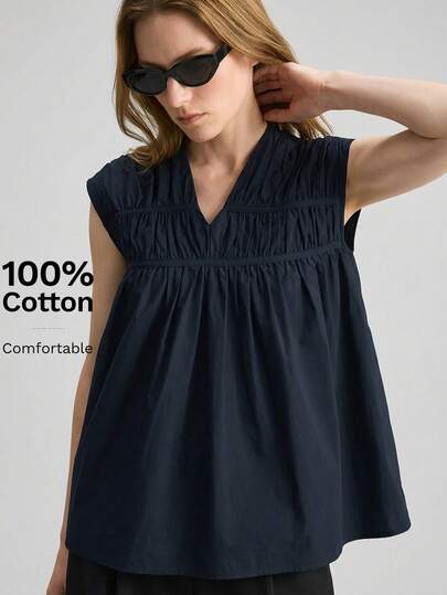 Ontre 2026春夏新款女式上衣，梭织面料，商务休闲都市时尚，简约通勤装