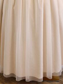 Đầm lưới màu mơ cho bé gái, đầm chiffon polyester nhẹ với tay áo voan mỏng, thích hợp cho mùa xuân/hè, đám cưới, tiệc sinh nhật. - Màu be - Xem 5