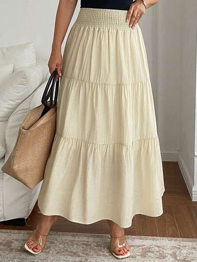 Vivie Lora Middle-Aged & Elderly Women Ruffle Hem A-Line Skirt