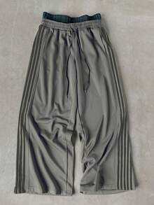 Manfinity EMRG Men's Casual Pants With Side Stripe Print And Drawstring Waist - Dark Grey - View 3