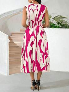 SHEIN Lady Women's Mid-Length Printed Dress, Suitable For Spring, Summer, Graduation, Fashionable Casual Dress,Summer Dresses For Women - Multicolor - View 2