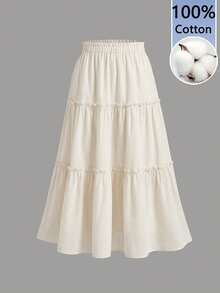 MOD Solid Color Ruffled Skirt With Ruffled Hem - Multicolor 2 - View 3