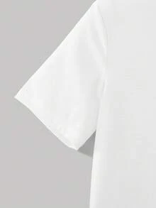 SHEIN 4 قطع/مجموعة تيشيرتات قصيرة الأكمام بياقة طاقم مريحة بألوان سادة فضفاضة للمراهقين الذكور - أزرق فاتح اللون - مشاهدة 11