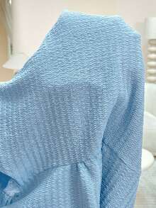 SHEIN Elegant Solid Color Textured Ruffle Hem Maternity Dress For Summer - Baby Blue - View 7