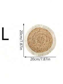 SHEIN 1 tấm lót bàn có tua rua, làm bằng cỏ biển dệt với ren, cách nhiệt, dùng cho bàn tròn. - Nhiều màu - Xem 10