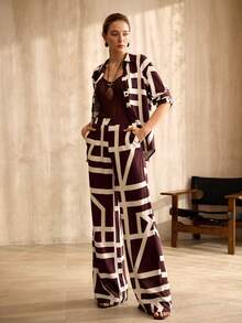 MOTF PREMIUM 女士舒适亚麻印花长裤，春夏款 - 彩色 - 查看 1