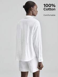 Ontre 2026春夏新款女士两件套，梭织面料，适合情人节和婚礼季，白色宽松衬衫和短裤，时尚商务休闲风，独立日、都市时尚、简约通勤风。 - 白色 - 查看 7