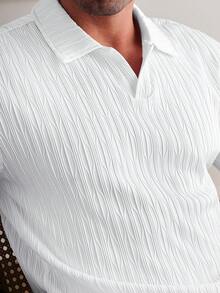 Core Aspect Chemise polo jacquard mode décontractée pour hommes, simple et élégante, convenant pour un usage quotidien, adaptée pour les maris, style vintage - Blanc - Voir 6
