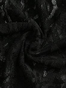 SHEIN ICON 女士休闲性感蕾丝开衫，Y2K风格，音乐节穿搭，夏季服饰 - 黑色 - 查看 4