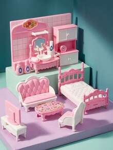 MINKOJA Mini Furniture Set For Children's Play House, Including Living Room, Bedroom , Kitchen, And Bathroom Accessories, Suitable For Kindergarten,Kids Kitchen Set,Doll House Girls,Kids Bedroom,American Girl Doll Furniture,Kitchen,Easter,Easter Gift,Childen's Day,Kids Pretend Toys - Multicolor - View 2