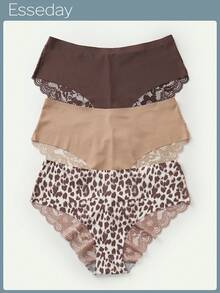 Snug Zone Plus Size Panties Kontras Lace Mencetak - MultiWarna - View 1