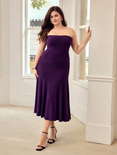 MOTF PREMIUM PLUS SIZE WOMEN'S STRAPLESS KNIT DRESS