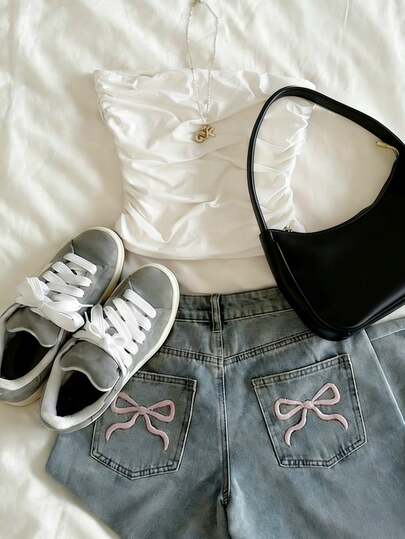 Glimmora 休闲白色褶皱无肩带上衣，百搭修身短款上衣，适合日常穿着、节日送礼、潮流时尚、时尚T恤、吸睛T恤，送给兄弟姐妹、姐妹、妈妈的礼物，母亲节礼物