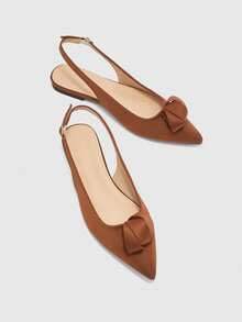 CUCCOO BIZCHIC Giày sandal đế bằng mũi nhọn họa tiết hoa, có quai hậu, kiểu dáng mùa xuân hè, hợp thời trang nữ. - màu nâu - Xem 5