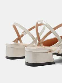 CUCCOO CURVES Giày nữ mũi nhọn, khóa cài, kiểu dáng đa năng, thời trang hàng ngày, phom rộng, gót thấp. - Màu be - Xem 4