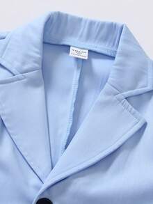 4pcs Young Boy Suit Set,Summer Traditional Wedding Pageboy Birthday Party Stage Performance,Notched Lapel Jacket,Light Blue Vest,Shirt,Bow Tie& Pants - Blue - View 9