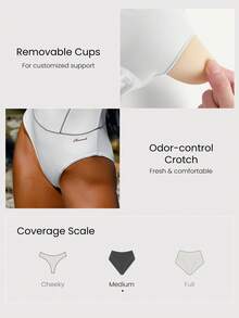 GLOWMODE Traje de baño de una pieza resistente al cloro, de manga larga, cuello redondo, con abertura delantera, para buceo profundo, surf, natación, playa, piscina, vacaciones de verano - Blanco - Ver 4