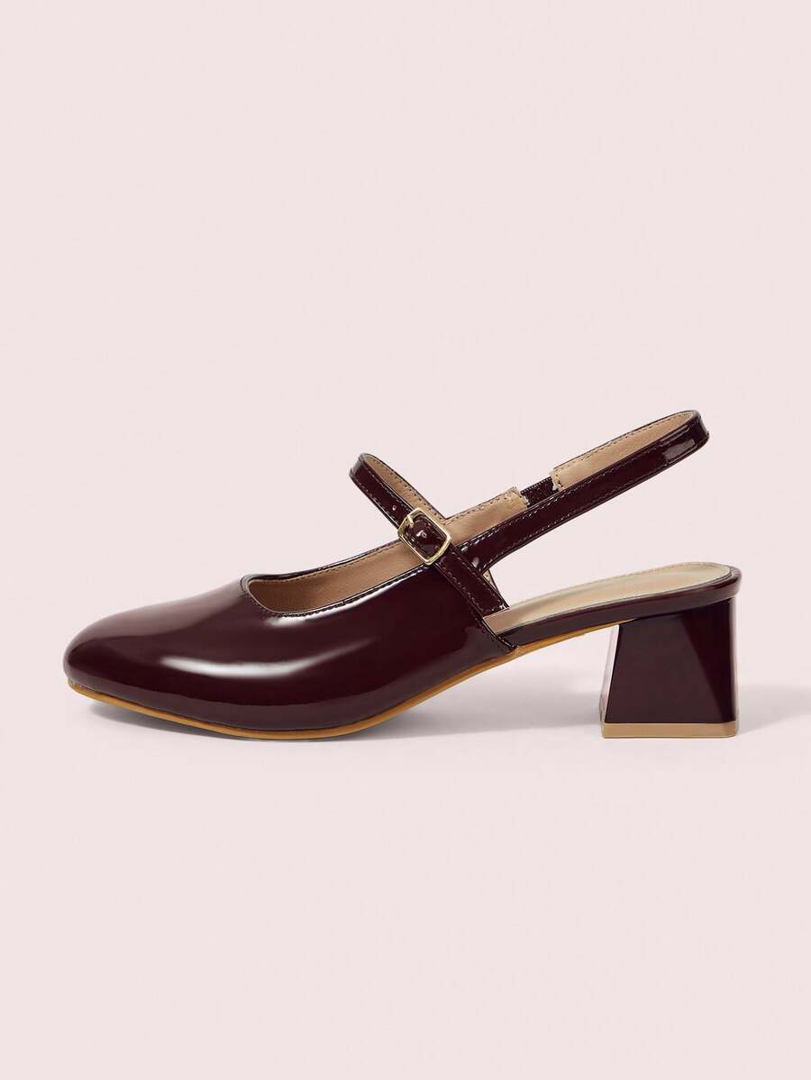 CUCCOO DOLLMOD Ladies Burgundy Back Air Mary Jane Casual High Heels - Burgundy - View 1