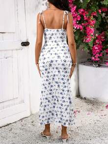 SHEIN Vestido informal de maternidad sin mangas con estampado floral diminuto - Multicolor - Ver 2